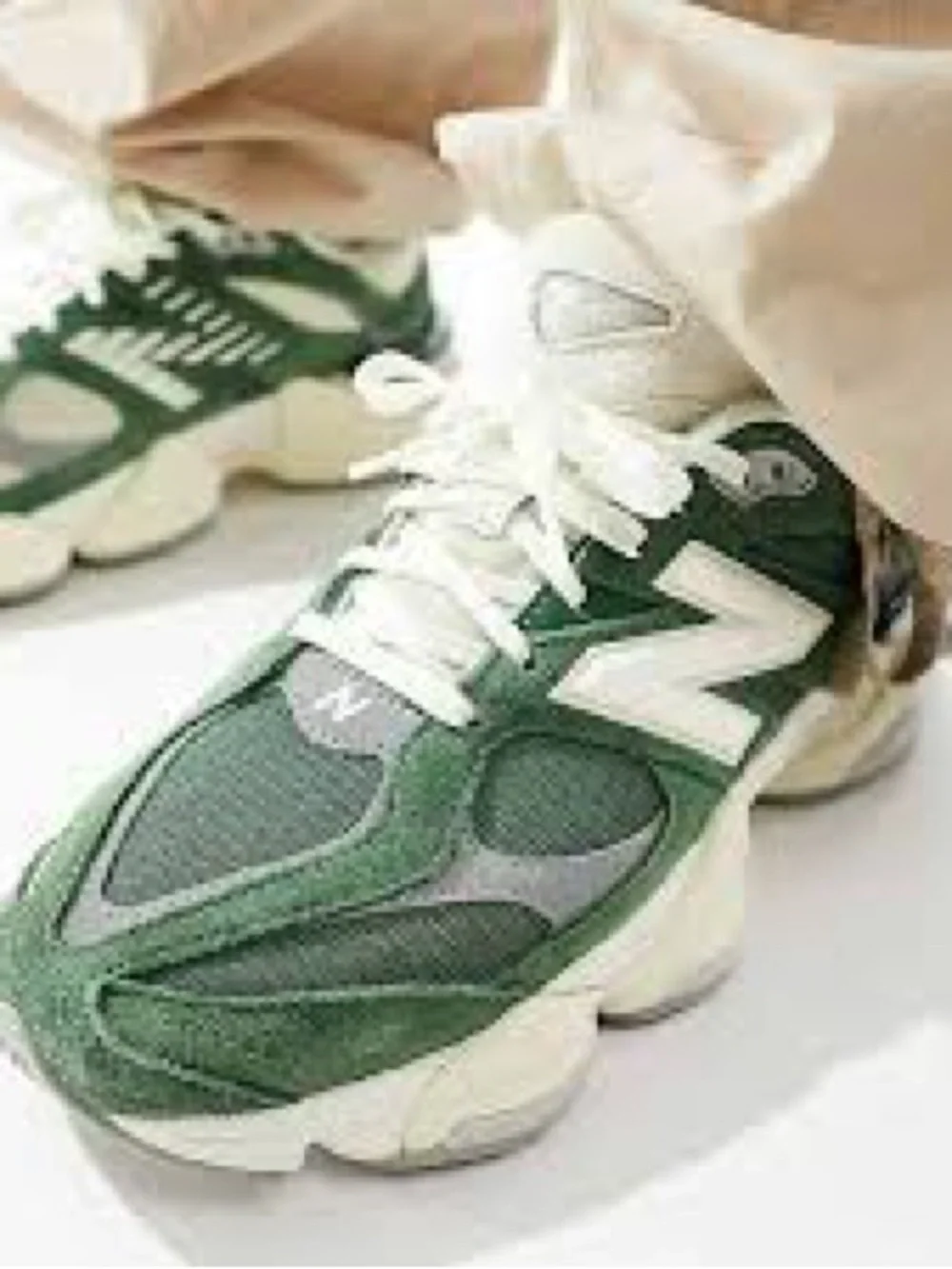 New Balance Kids Green and White Athletic Sneakers